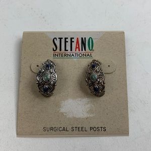 Steffano Vintage International Silver Earrings Surgical Steel Posts 1” New NWT